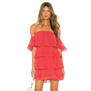 MISA Los Angeles X Revolve Famke Coral off the shoulder Dress